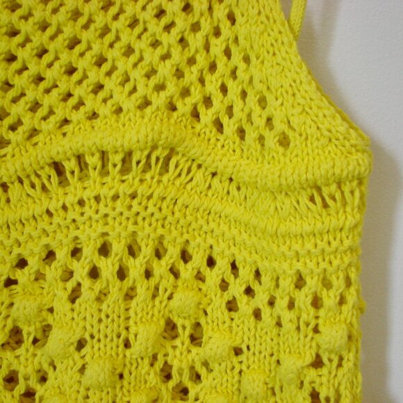 Zara Yellow Crochet Knit Top Boho Tie Straps Cropped Loose Fit NEW NWT Small - Picture 14 of 16